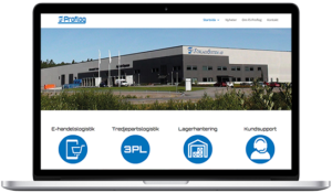 Skärmavbild över hemsidan för FS Proflog som finns i Falun och Stockholm