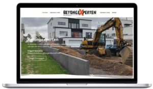 Skärmavbild för hemsida åt betongexperten i Skövde